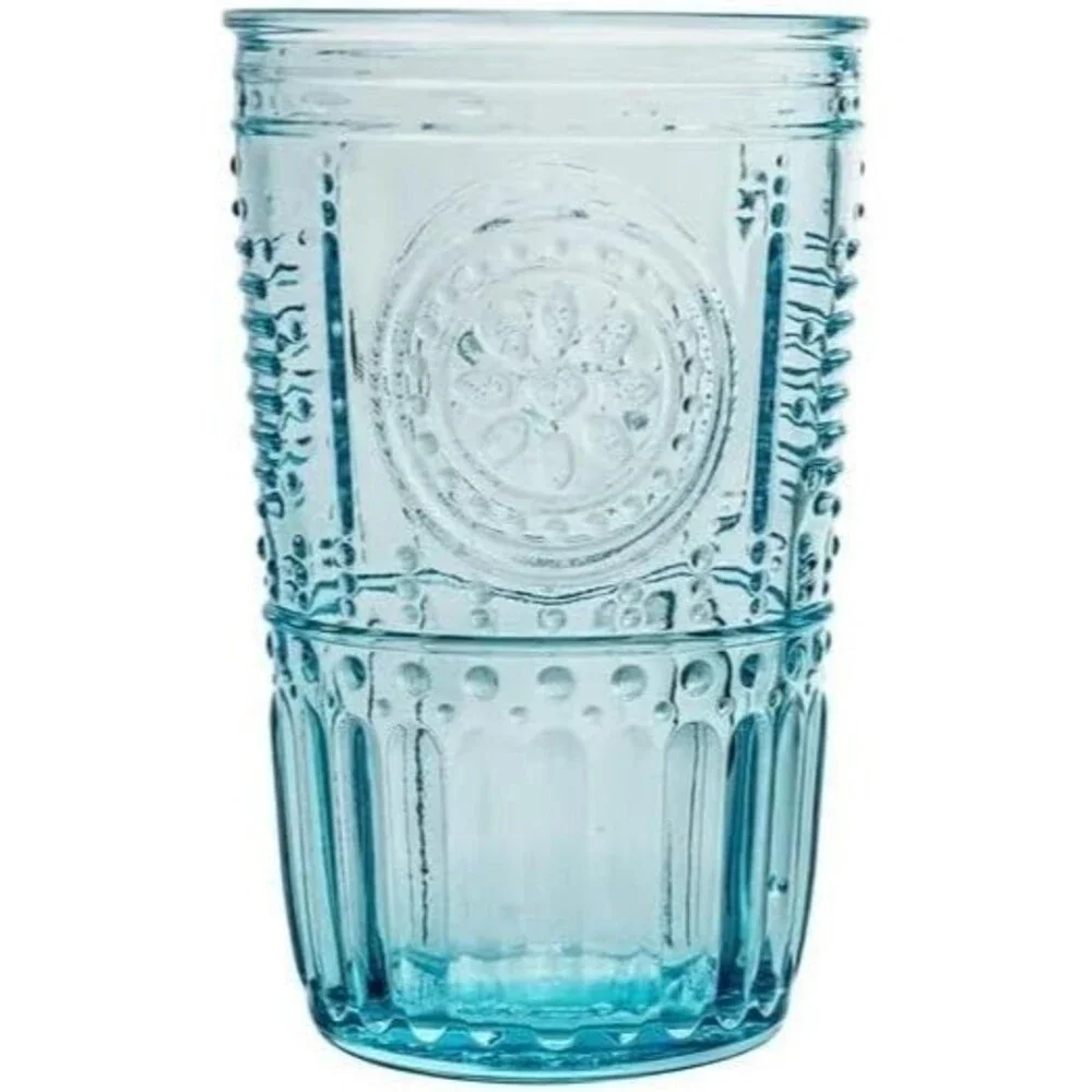 Romantic 16 oz. Cooler Beverage Glasses for Cold Drinks, Set of 4- Light Blue
